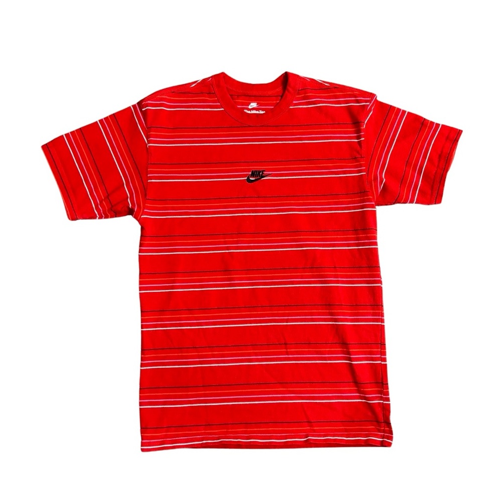 Nike red with white & black stripes loose fit tshirt